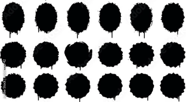 Fototapeta Grunge ink blot set for creative design and artistic projects. Vector illustration