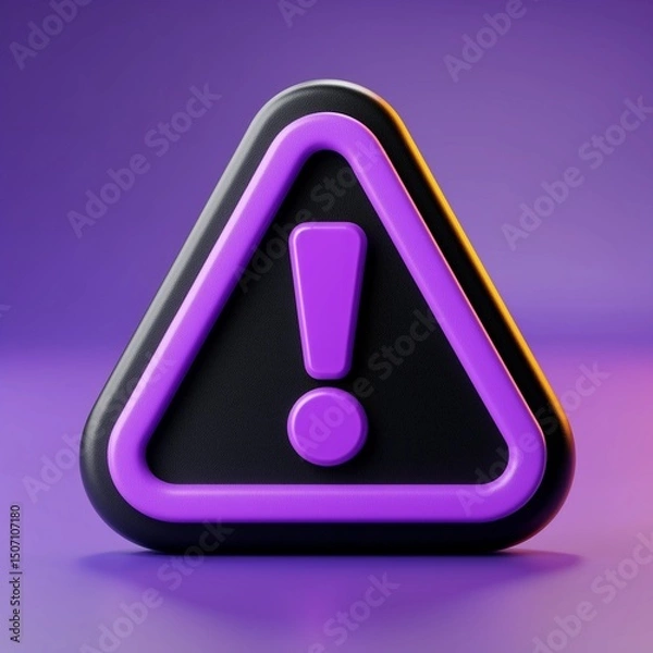 Fototapeta Exclamation sign icon | 3D triangle warning icon