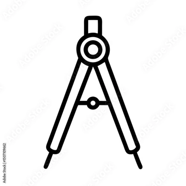 Fototapeta Compass tool for drawing lines and circles in technical design 