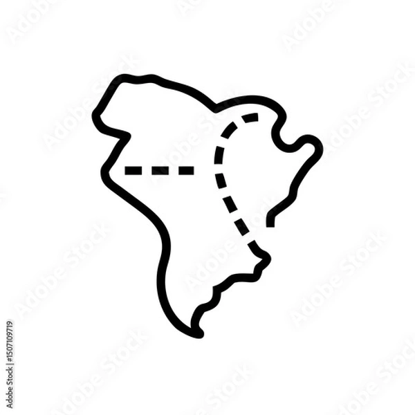 Obraz Outline of a map with dotted and dashed lines for navigation concept  