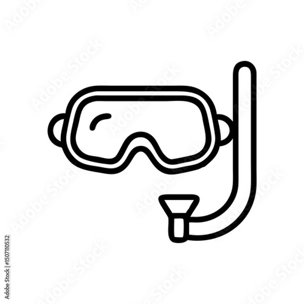 Fototapeta Scuba diving mask and snorkel in minimalistic style  