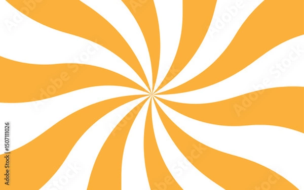 Fototapeta Abstract high energy background featuring a radial burst pattern with alternating curved rays. Smooth, wavy orange rays spiraling rays form symmetrical, hypnotic effect with a sunburst or pinwheel 