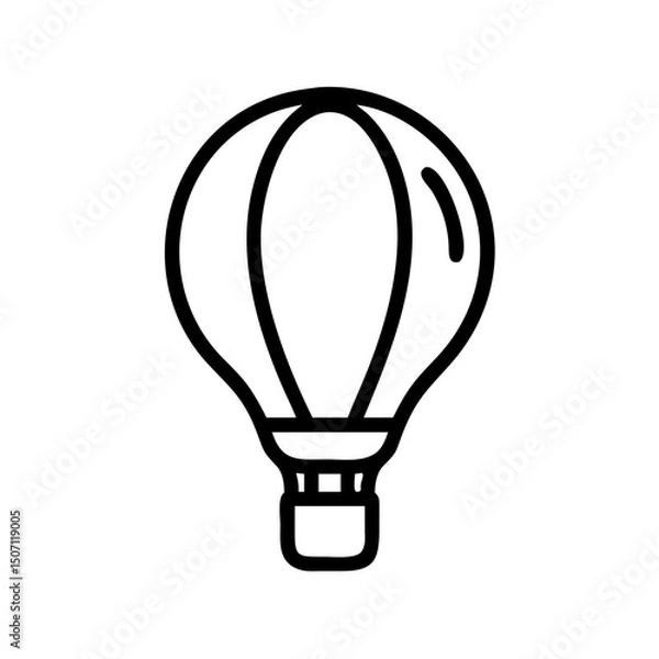 Fototapeta Line drawing of a hot air balloon on a white background, concept of icon  