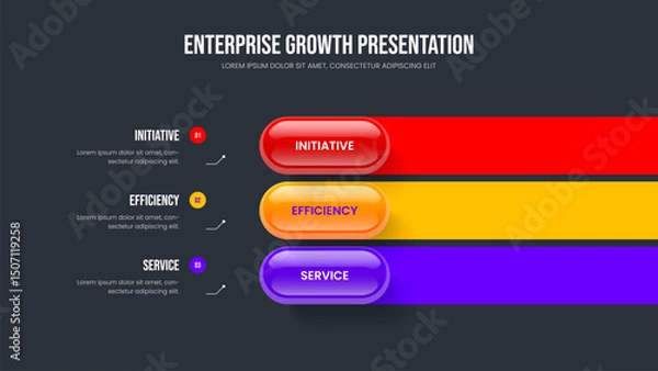 Fototapeta Digital Introduction 3 Element Infographic Presentation Layout. Product Campaign Frame Design Vector Illustration. Sales Launch Three Option Diagram Slide Template.