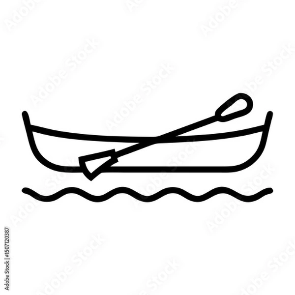 Fototapeta Canoe floating on water with an oar beside it - Concept of canoe  