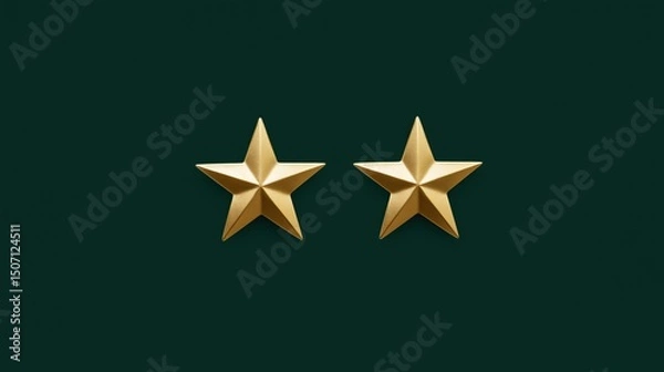 Fototapeta Concept of Two Golden Stars Representing a Rating on a Deep Green Background Designed for Various Projects and Presentations Generative AI