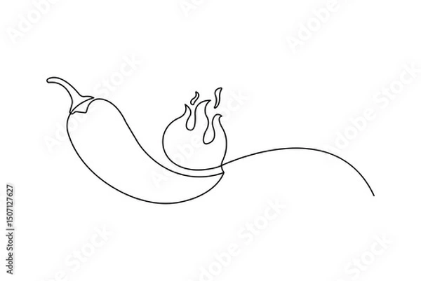 Fototapeta Chili icon one line minimalist vector illustration