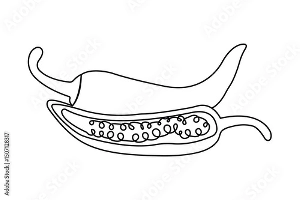 Fototapeta Chili icon one line minimalist vector illustration