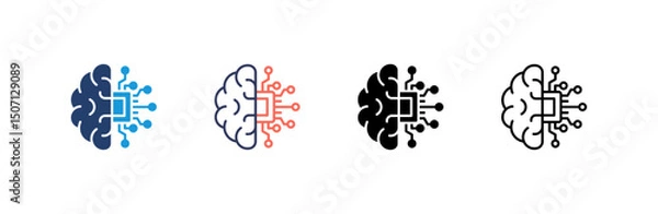 Obraz Brain Icon set multiple style collection