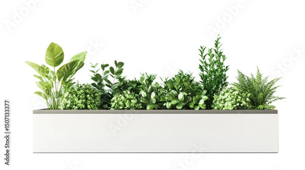 Obraz wooden box with green grass isolated on white background. 