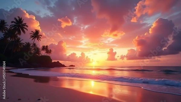 Fototapeta Summer sky background on sunset