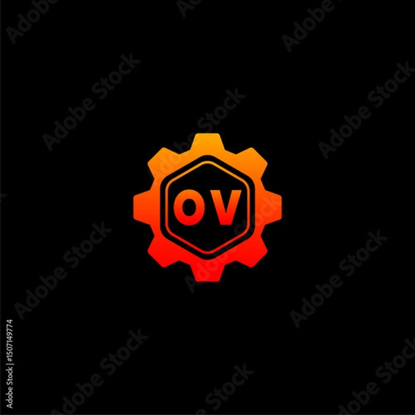 Fototapeta OV Initials Tech Logo Vector Art  Icons  and Graphics