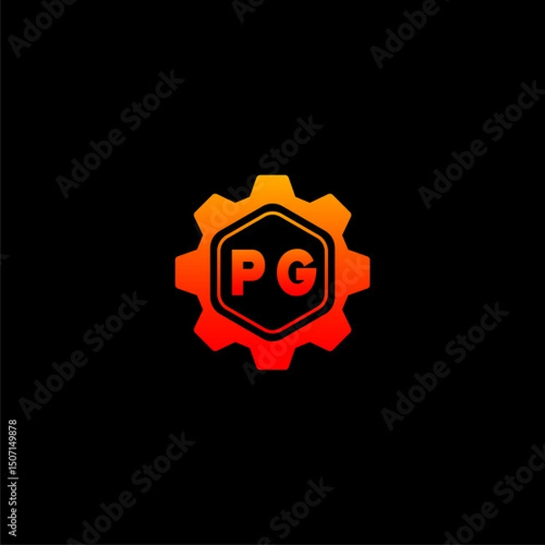 Fototapeta PG Initials Tech Logo Vector Art  Icons  and Graphics