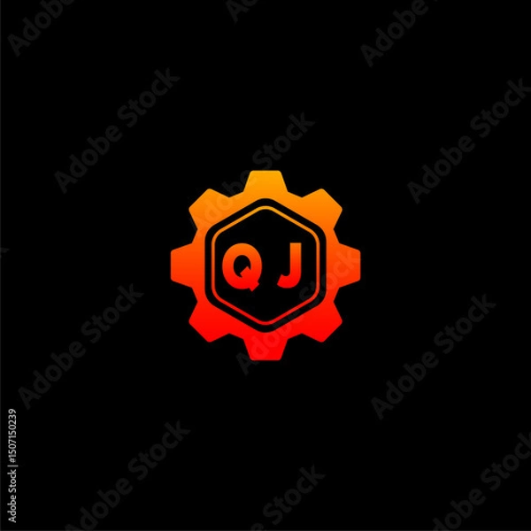 Fototapeta QJ Initials Tech Logo Vector Art  Icons  and Graphics