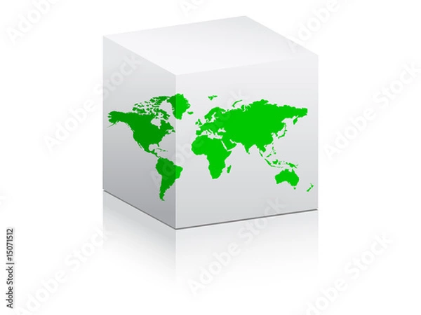 Fototapeta world map on white box vector illustration