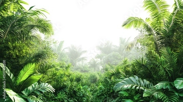 Obraz Lush green forest landscape isolated on white background