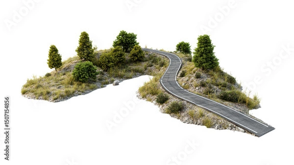 Obraz Empty asphalt road isolated on white background