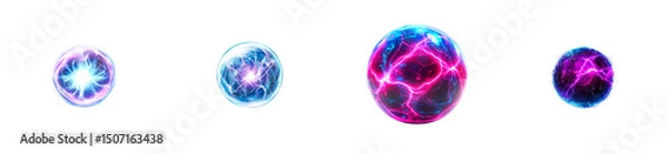 Obraz Energy Spheres Set, Lighting Balls with Plasma Effect, cut out transparent