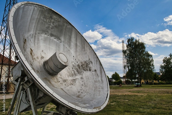 Fototapeta telecommunication radio tower antenna future broadband concept satellite connect clouds