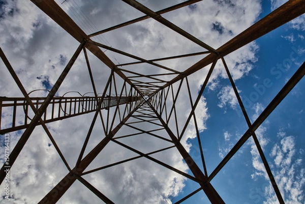 Fototapeta telecommunication radio tower antenna future broadband concept satellite connect clouds