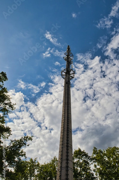 Fototapeta telecommunication radio tower antenna future broadband concept satellite connect clouds