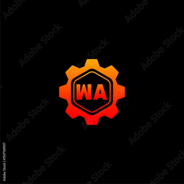 Fototapeta WA Initials Tech Logo Vector Art  Icons  and Graphics