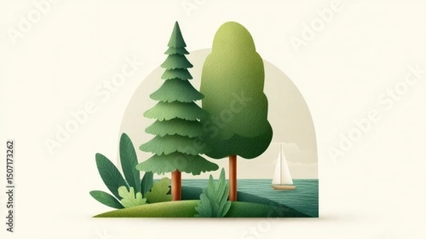 Fototapeta Portrait and landscape toggle icon in 3D minimal style, isolated with depth on white background