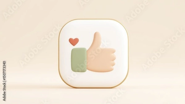 Obraz Positive tone work icon, simple 3D concept with white background