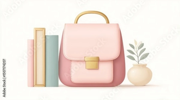 Obraz Simple school icon in 3D modern design, full clarity and soft depth on white