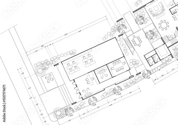 Fototapeta Write a blueprint architecture for building.