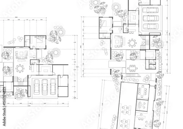 Fototapeta Write a blueprint architecture for building.