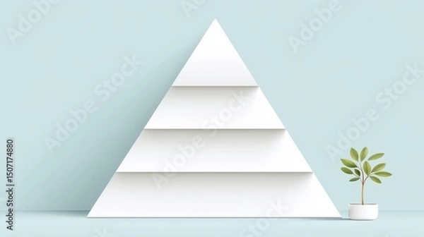 Obraz Team hierarchy icon with ascending structure in 3D minimal form, clean white isolation