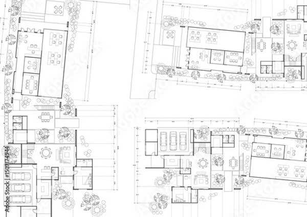 Fototapeta Write a blueprint architecture for building.