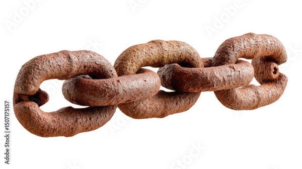 Obraz Rust Chain: Close-up shot of a weathered, rustic chain, showcasing the beauty of decay and the strength of interconnected links, symbolizing the passage of time and enduring connections.