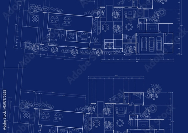 Obraz Floor plan designed building on the drawing.