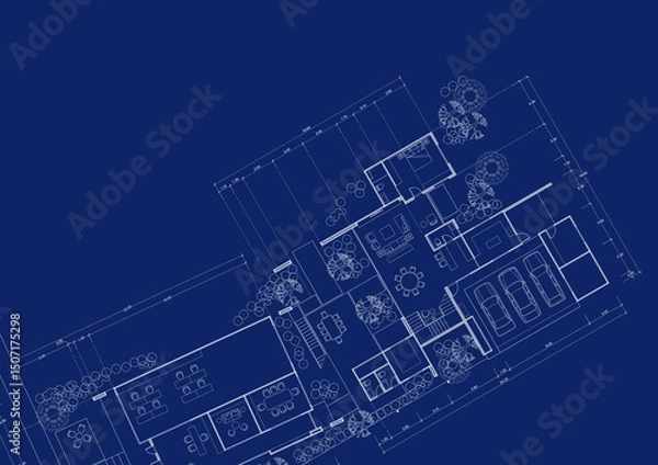 Obraz Floor plan designed building on the drawing.