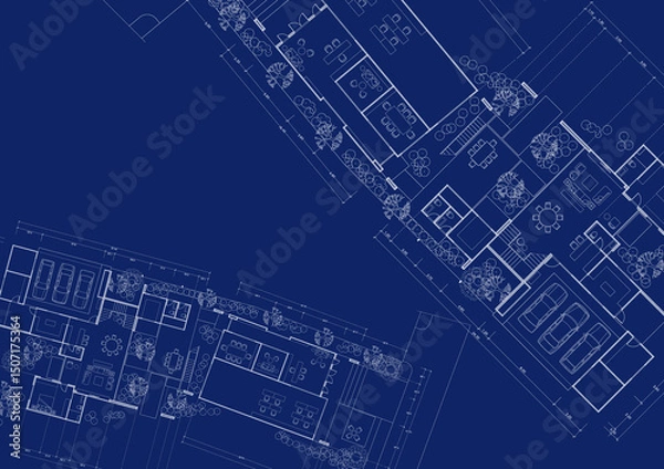 Fototapeta Floor plan designed building on the drawing.