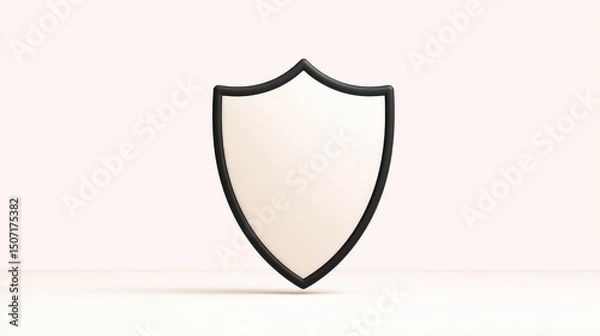 Fototapeta Thin-line 3D safety icon in minimal clean style, isolated on white background with full depth