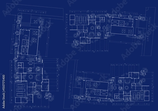 Obraz Floor plan designed building on the drawing.