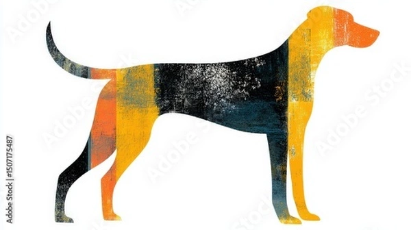Obraz Urban-style dog stencil with layered paint texture and grunge feel, isolated white background