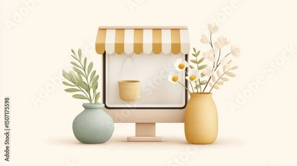 Fototapeta Website design icon in 3D, clean UI layout, isolated white scene, stock-style lighting
