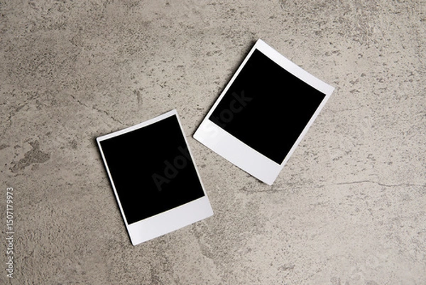 Fototapeta Polaroid photo frame mockup on grey background