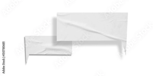 Fototapeta White speech bubble crumpled paper isolated on transparent background