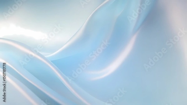 Fototapeta Smooth, light blue fabric folds in soft light.