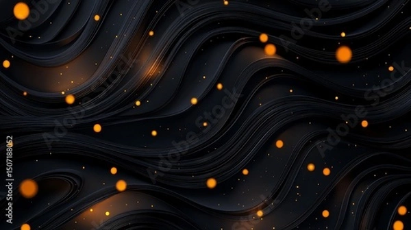 Fototapeta Hacking crisis concept. Abstract waves with glowing dots on a dark background.
