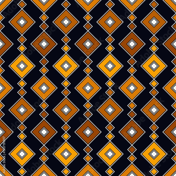 Fototapeta Ethnic, tribal seamless surface pattern. Repeated diamonds and rhombuses motif. Folk background. Folkloric wallpaper. Geometric ornament. Geo digital paper, textile print. Vector art