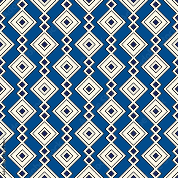 Fototapeta Ethnic, tribal seamless surface pattern. Repeated diamonds and rhombuses motif. Folk background. Folkloric wallpaper. Geometric ornament. Geo digital paper, textile print. Vector art