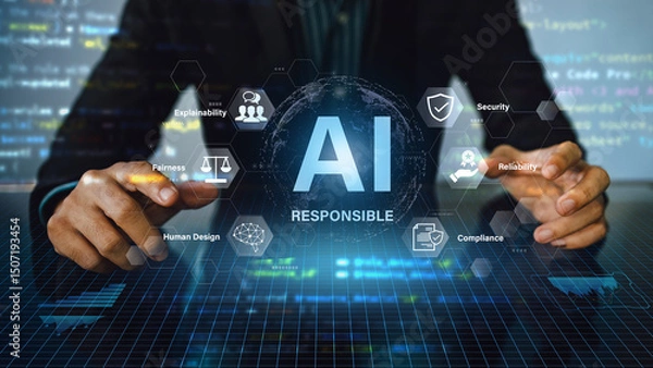 Fototapeta Responsible AI concept for ethical and secure artificial intelligence system