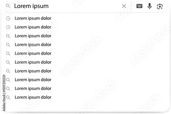 Fototapeta Minimal search bar interface with dropdown suggestions. Vector EPS 10