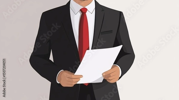 Obraz Professional businessman holding a document with a confident and formal attire